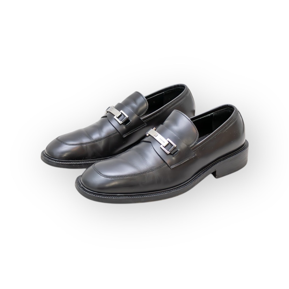 Gucci Loafers Men's Black Leather Horsebit Casual Slip On‎ Shoes Size US 9.5 D